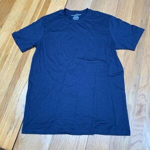 Wool & Prince 100% Merino Wool Crew Neck Tee Navy Blue Short Sleeve Top Size M